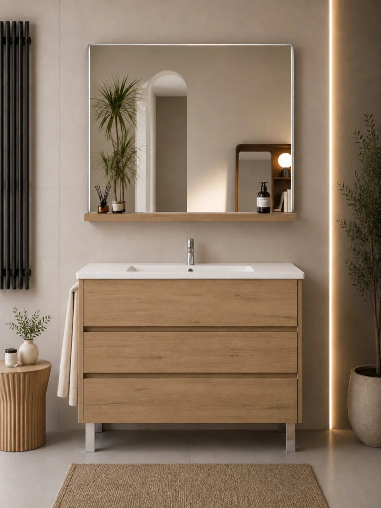 Mobile bagno con lavabo ORIGENBATH IMPERIA senza specchio 80x40 cm estepa con colonna