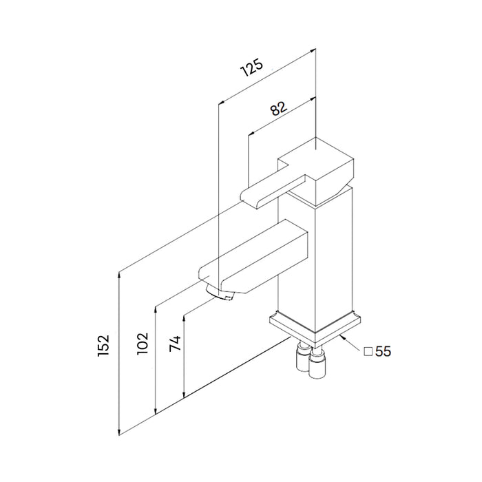 Rubinetto Miscelatore Monocomando Lavabo in Ottone Quadra Cromato