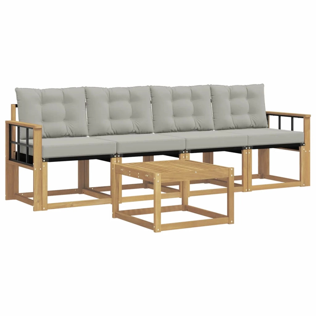 Set di divani da esterno 5 pcs Bianco e Grigio Chiaro