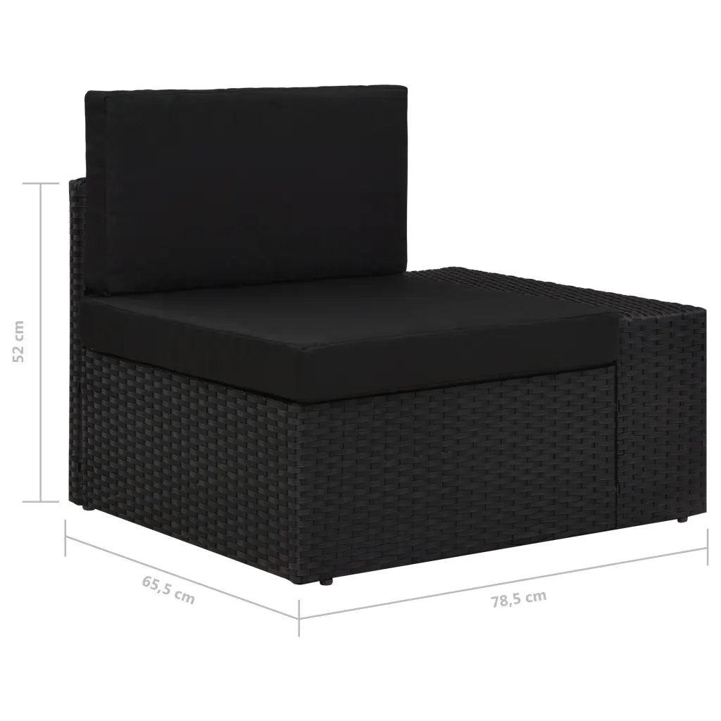Divano ad Angolo Modulare Bracciolo Sinistro in Polyrattan Nero 49499