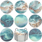 Onderzetters per Vetro, Set di 8 Onderzetters Assorbenti con Base di Canne e Supporto, Onderzetters per Ricette per Bar, Ristoranti, Uffici, Feste, Eventi