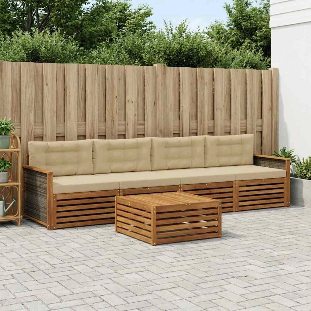 Set di divani da esterno 5 pz Naturale e Beige 3382991