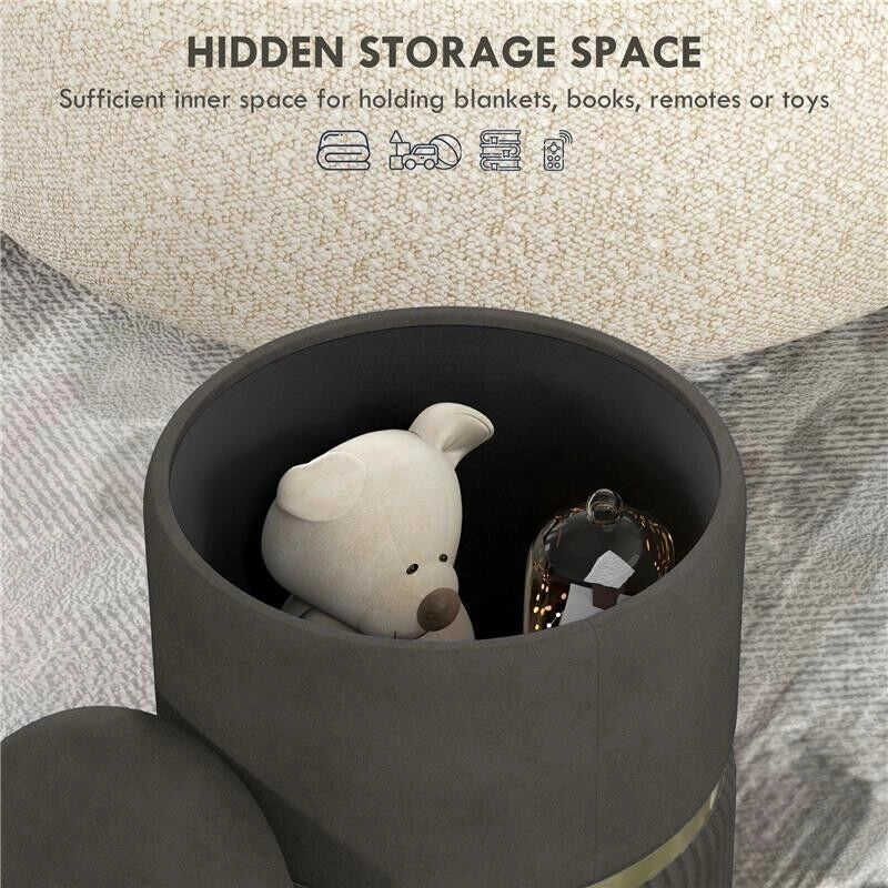 POUF CONTENITORE 120 KG MAX PER SOGGIORNO, INGRESSO E CAMERA, IN POLIESTERE, 36X36X44 CM, GRIGIO