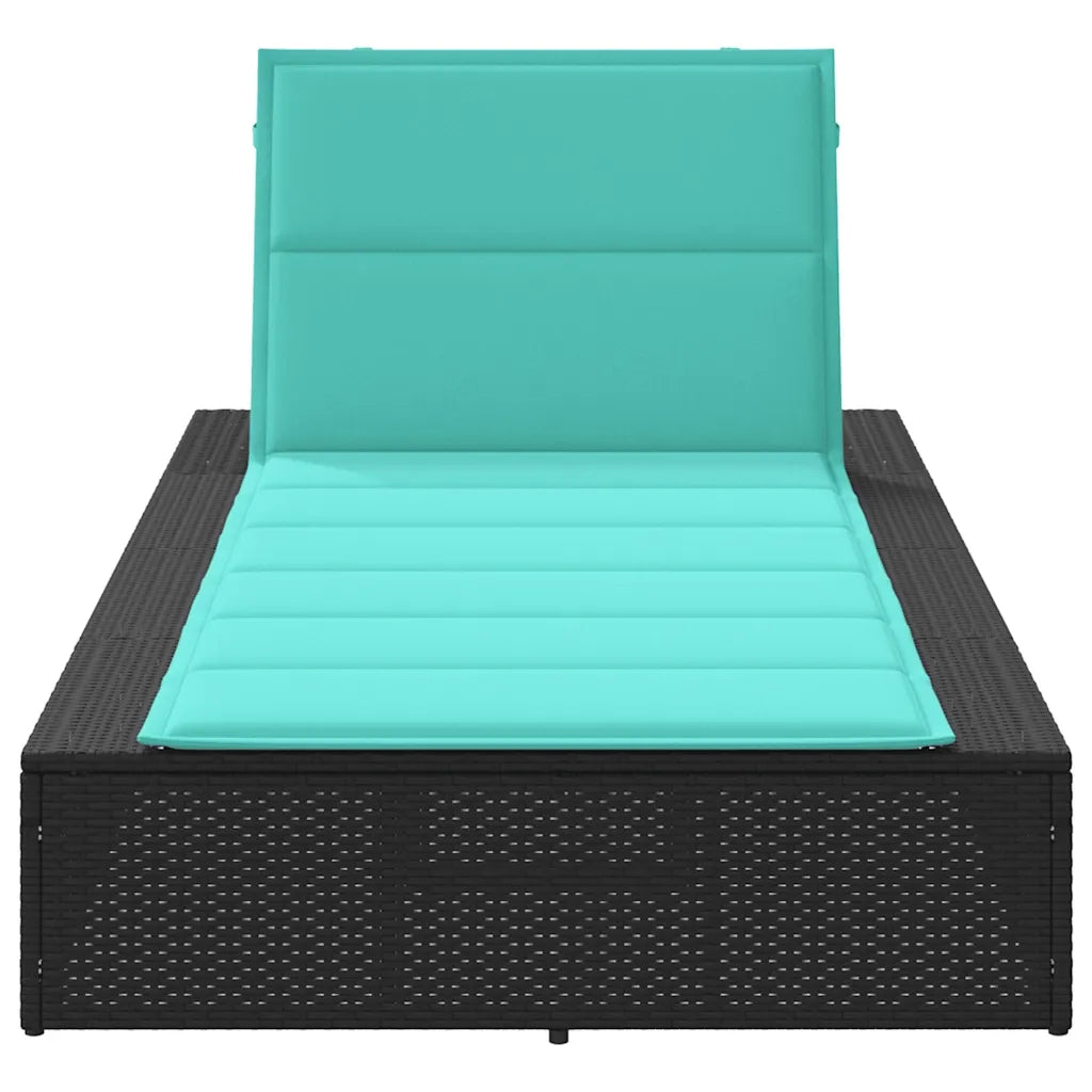 Lettino Prendisole con Cuscino Galleggiante Nero in Polyrattan 4104210