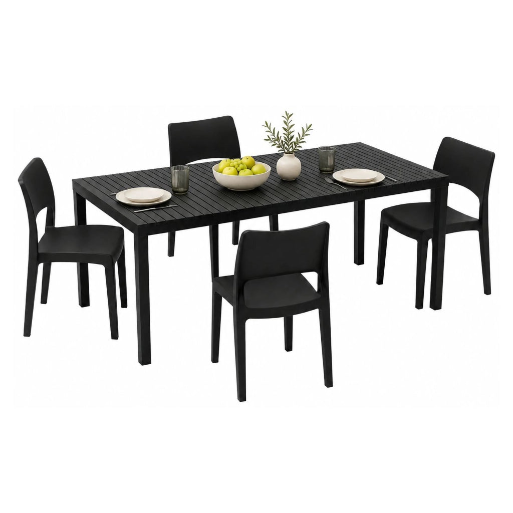 Salottino Outdoor Masisa, set Salotto da Esterno 4 Posti Made in Italy, Nero Antracite