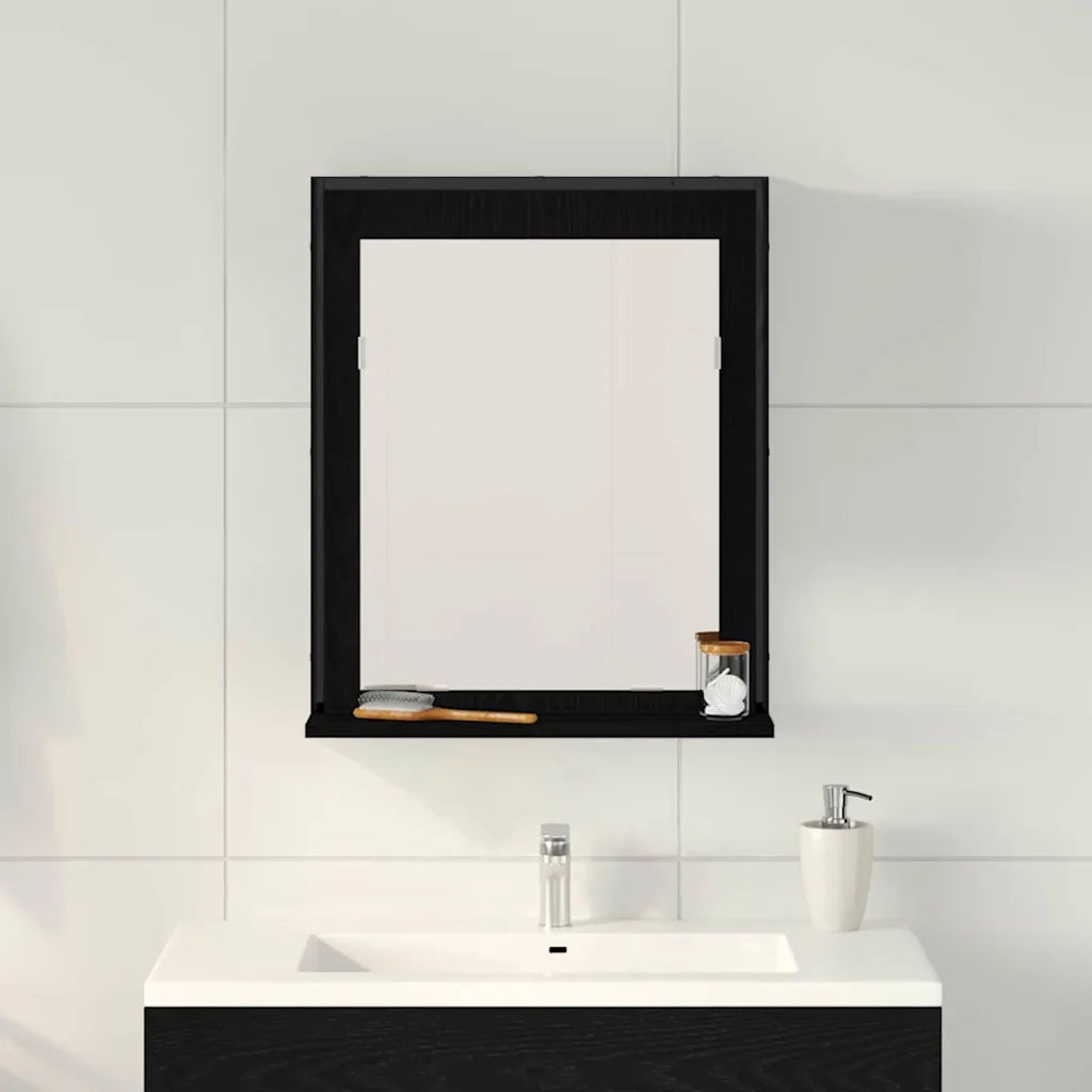 Specchio con lo scaffale Rovere nero 50 x 12 x 60 cm 862222