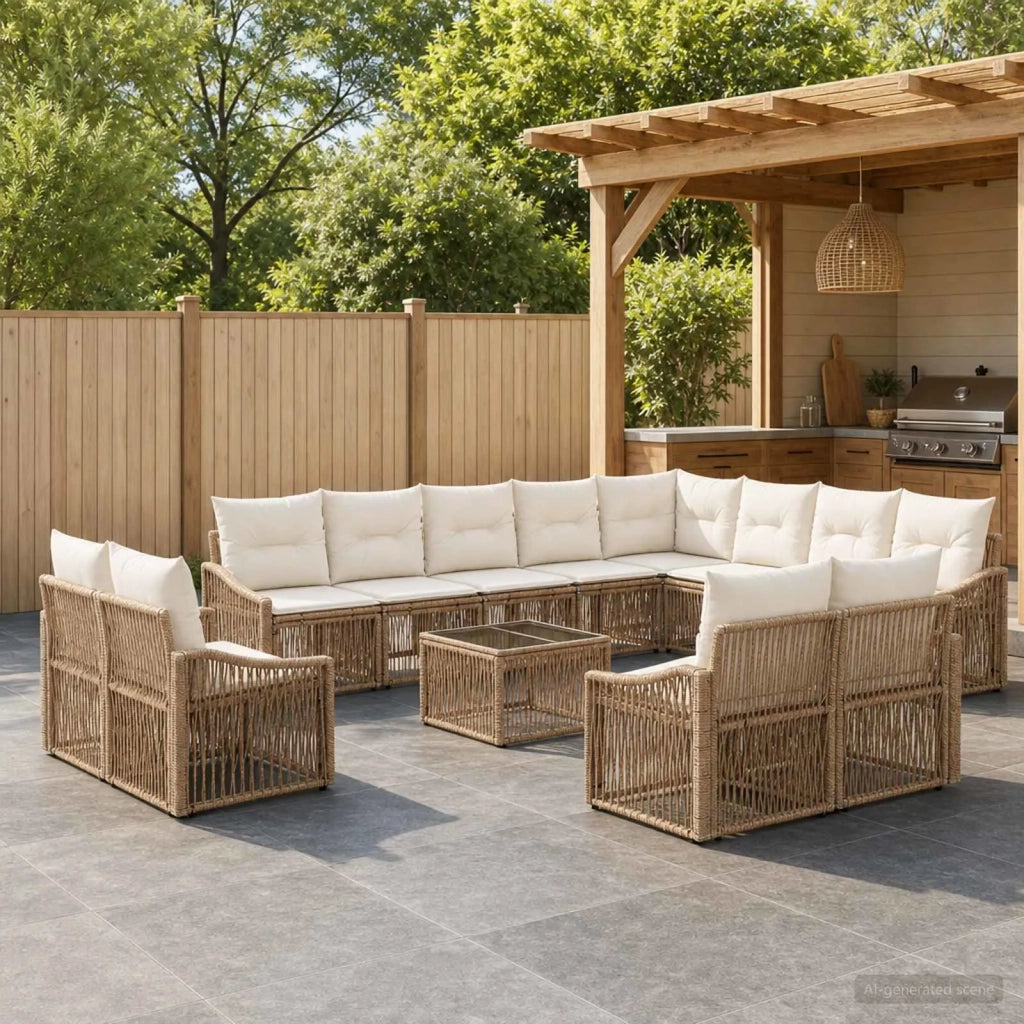 Set Divano da Giardino 13 pcs Beige polyrattan 3436185