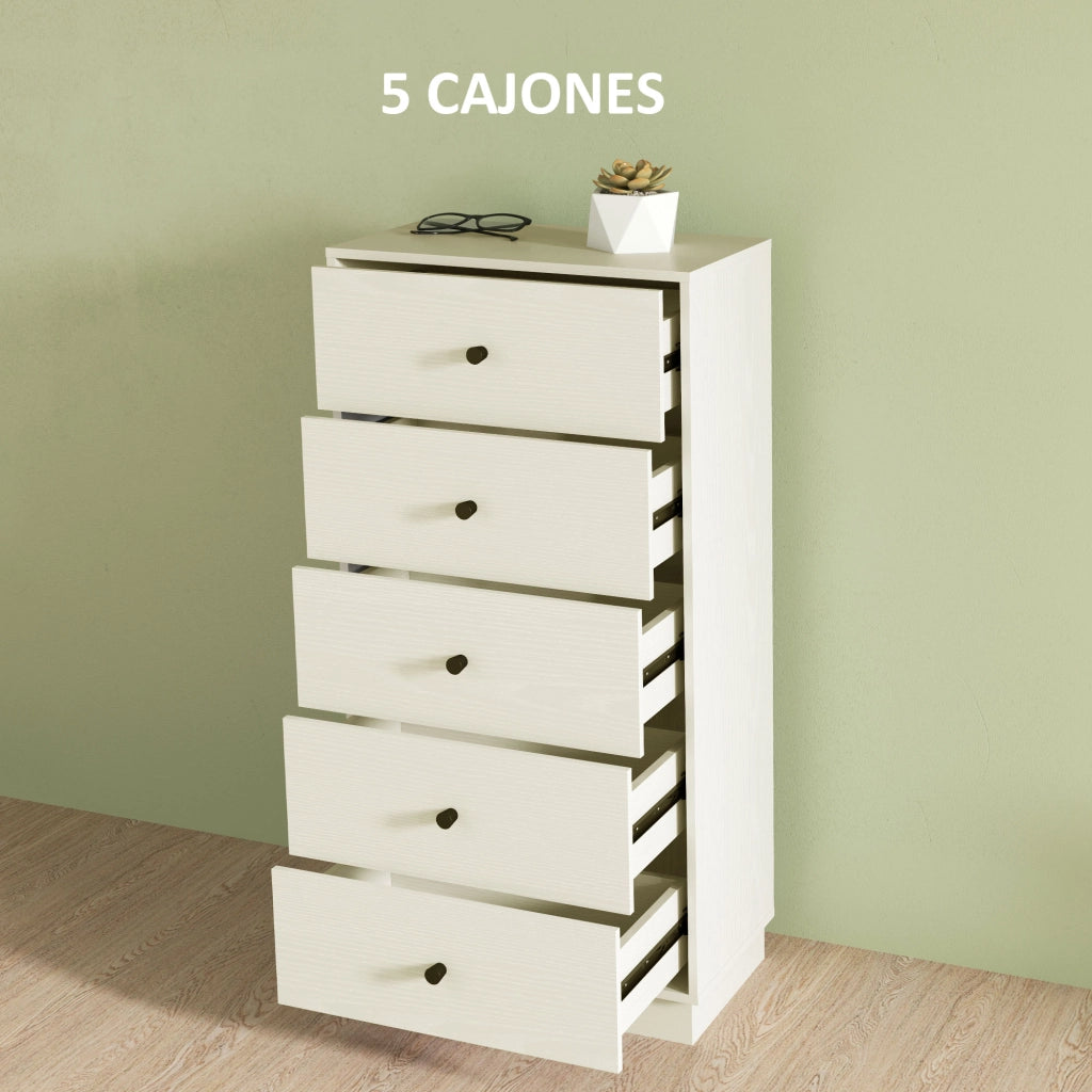 Cassettiera Alta 5 Cassetti ¨C Zephmum ¨C 47x29x95 Beige