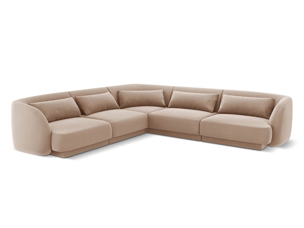 Cosmopolitan Design - Divano angolare reversibile "Tulum" 5 posti in velluto beige 