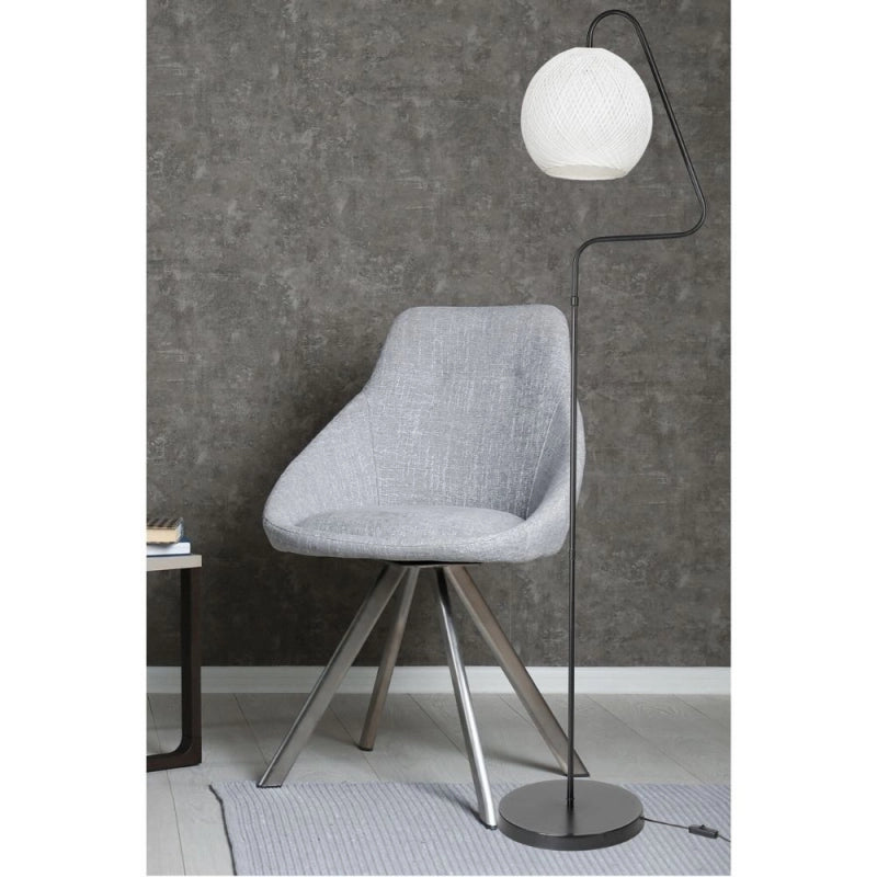 Lampada da terra a stelo Yumak MDL4256 grigio e paralume tessuto bianco