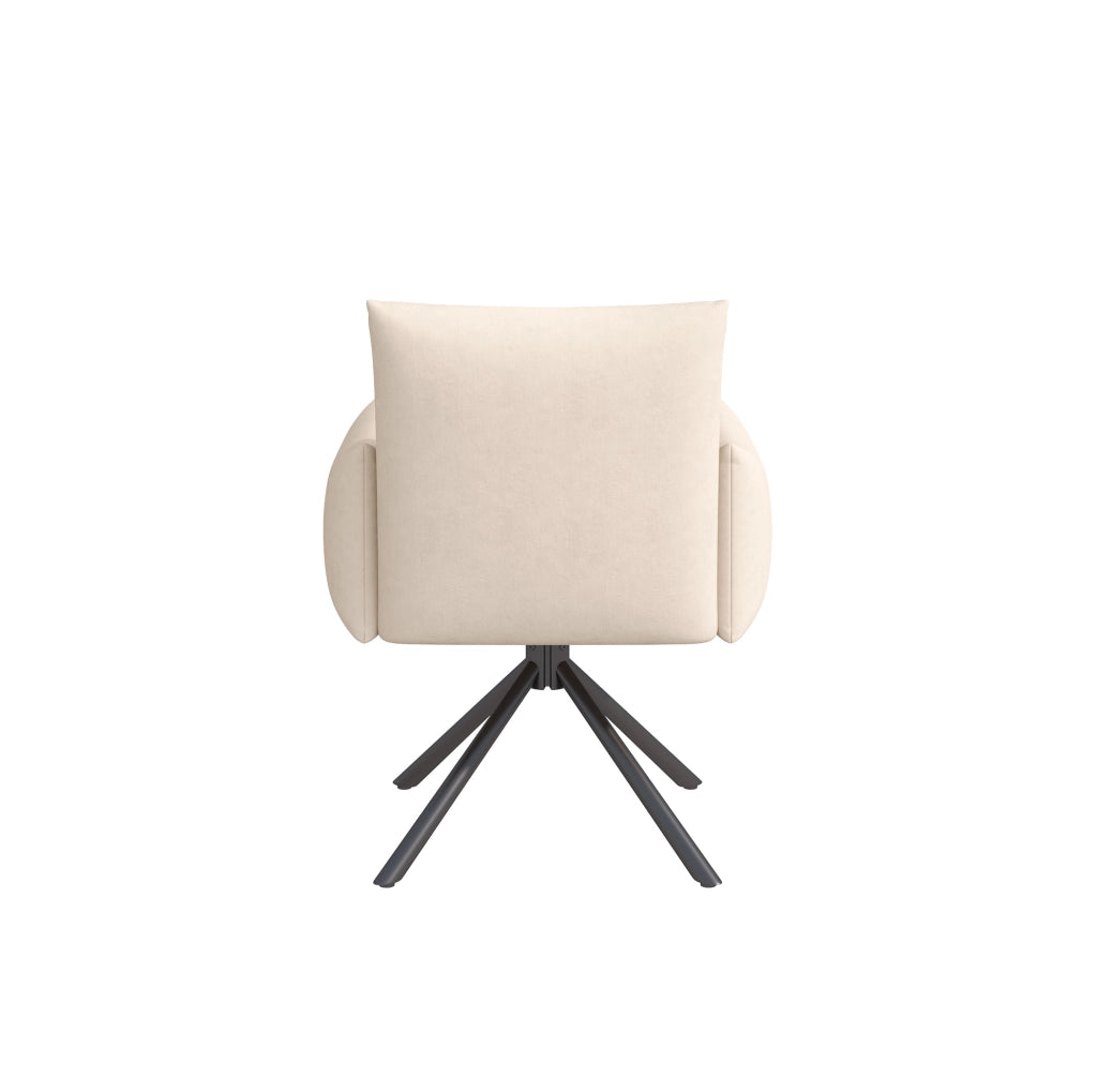 Set di 4 sedie girevoli con schienale ergonomico in velluto beige