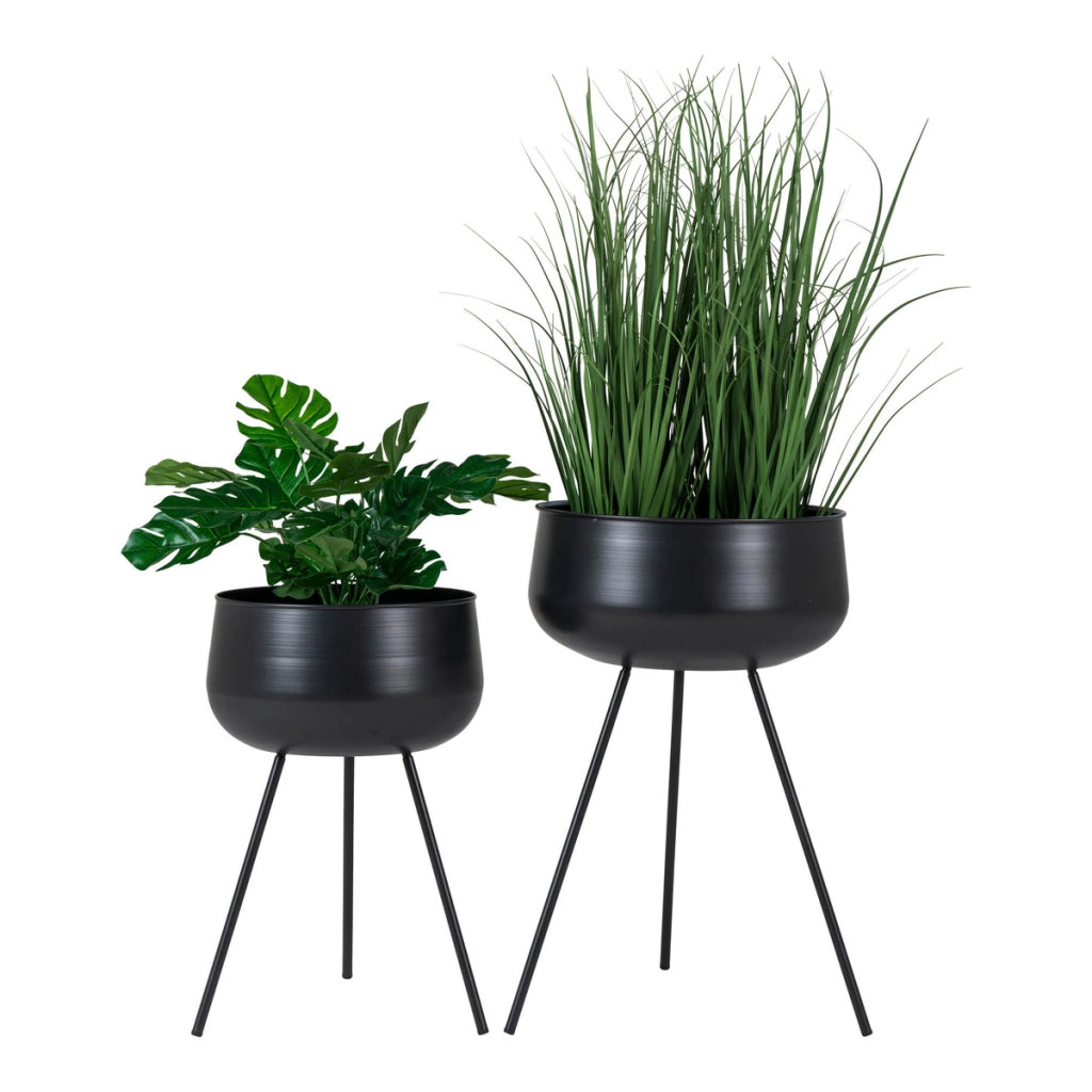 Set di 2 Vasi per Piante Ardola, Nero, Metallo, 28x28x46 cm