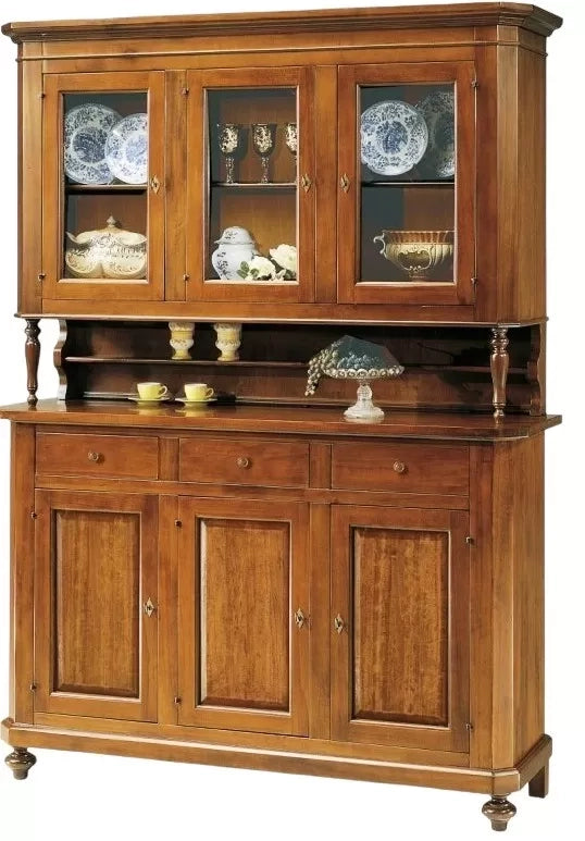 Cristalliera 3 ante napoletana in legno massello finitura elite 150x43x205 - Mobili 2G