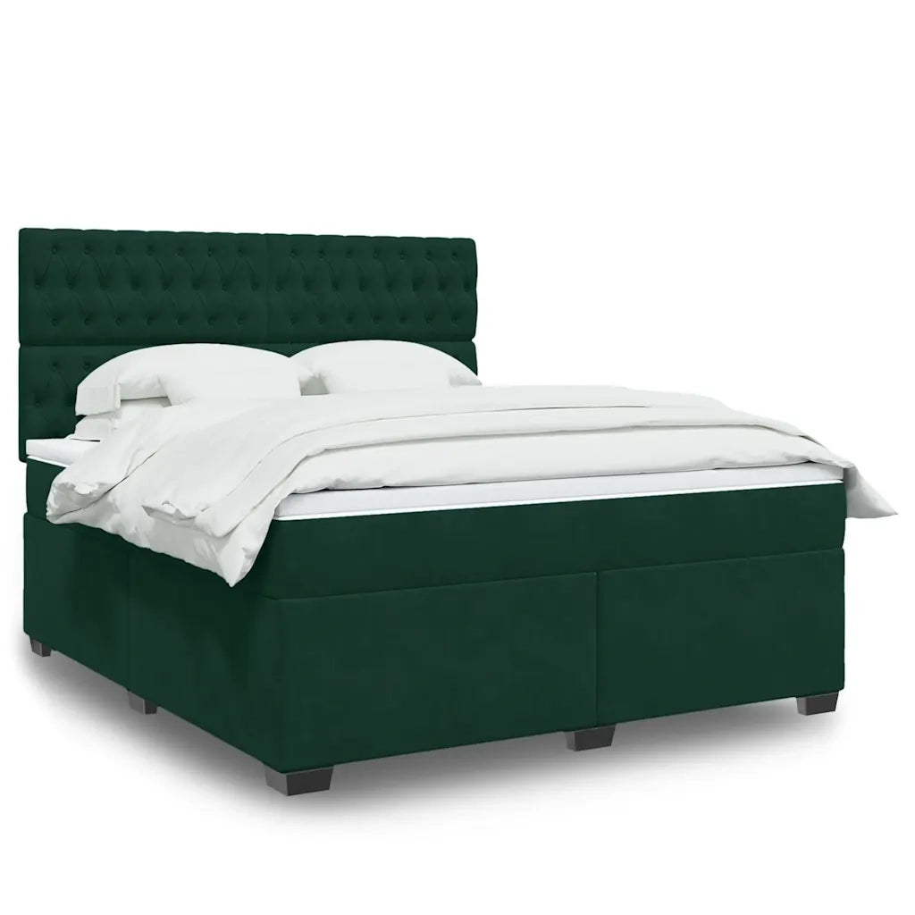 Giroletto a Molle con Materasso Verde Scuro 180x200 cm Velluto 3290987