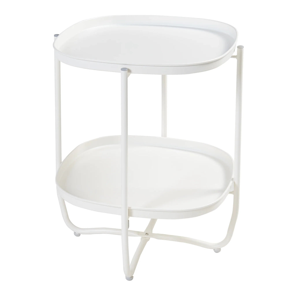 Tavolino da caffè consolle laterale con ripiani estraibili 58 x 46 x 46 cm acciaio bianco 03_0010769