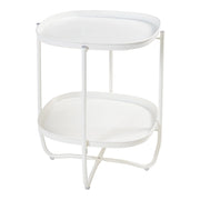 Tavolino da caffè consolle laterale con ripiani estraibili 58 x 46 x 46 cm acciaio bianco 03_0010769