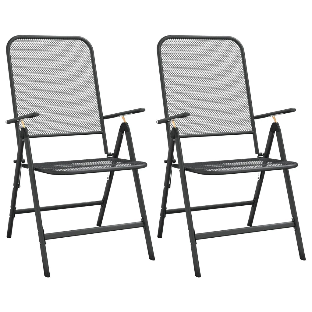 Set da Pranzo per Giardino 3pz Rete Metallica Espansa Antracite 3084721