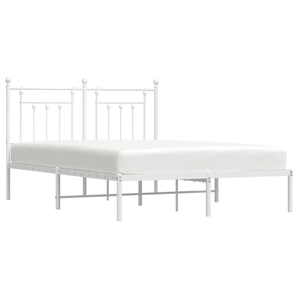 Letto matrimoniale | Letto per adulti | Giroletto con Testiera Metallo Bianco 150x200 cm
