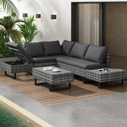 Set giardino - Xylo - 4/5 posti resinato con cuscini lavabili grigio