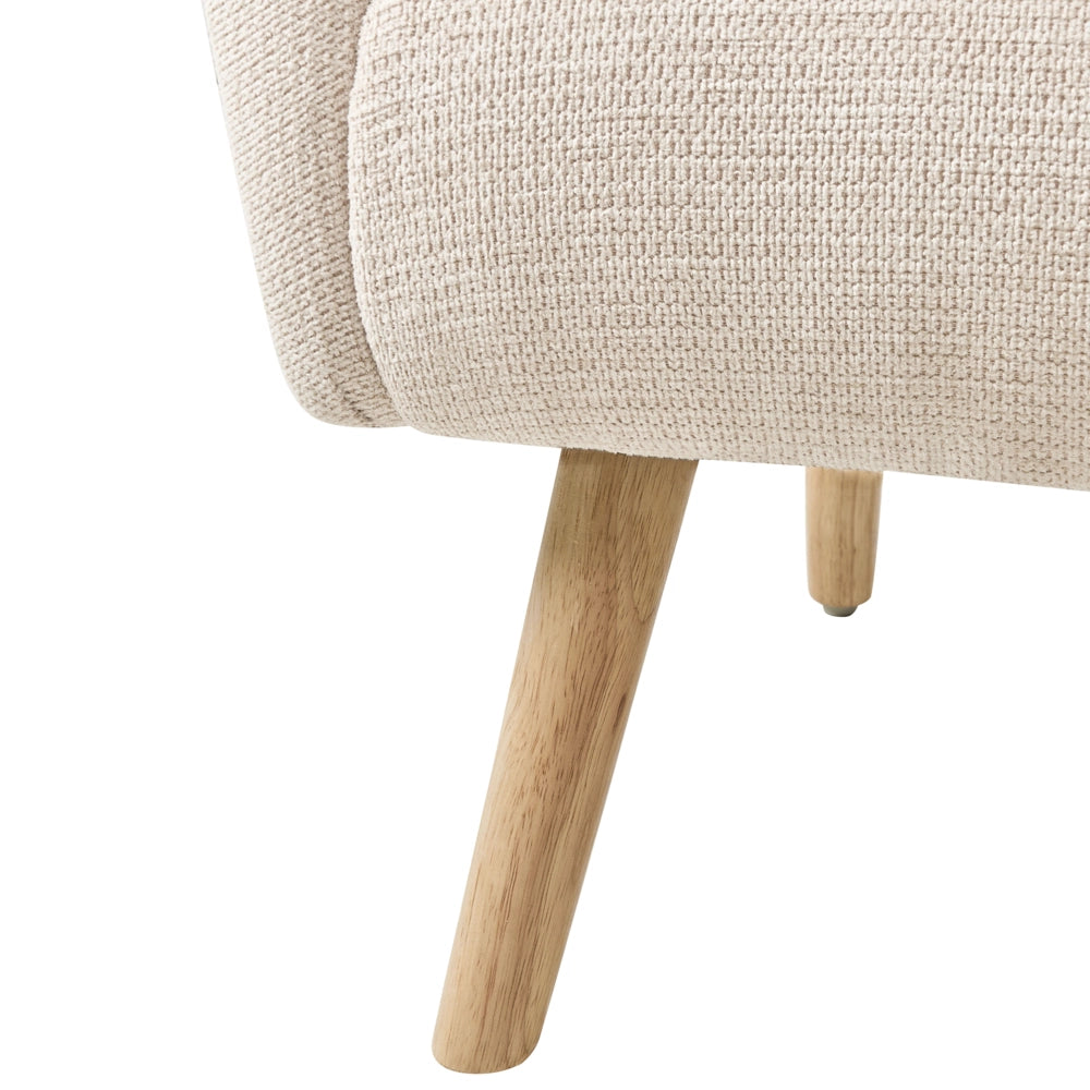 Poltrona moderna in tessuto rivestimento idrorepellente gambe in legno di gomma con braccioli beige chiaro