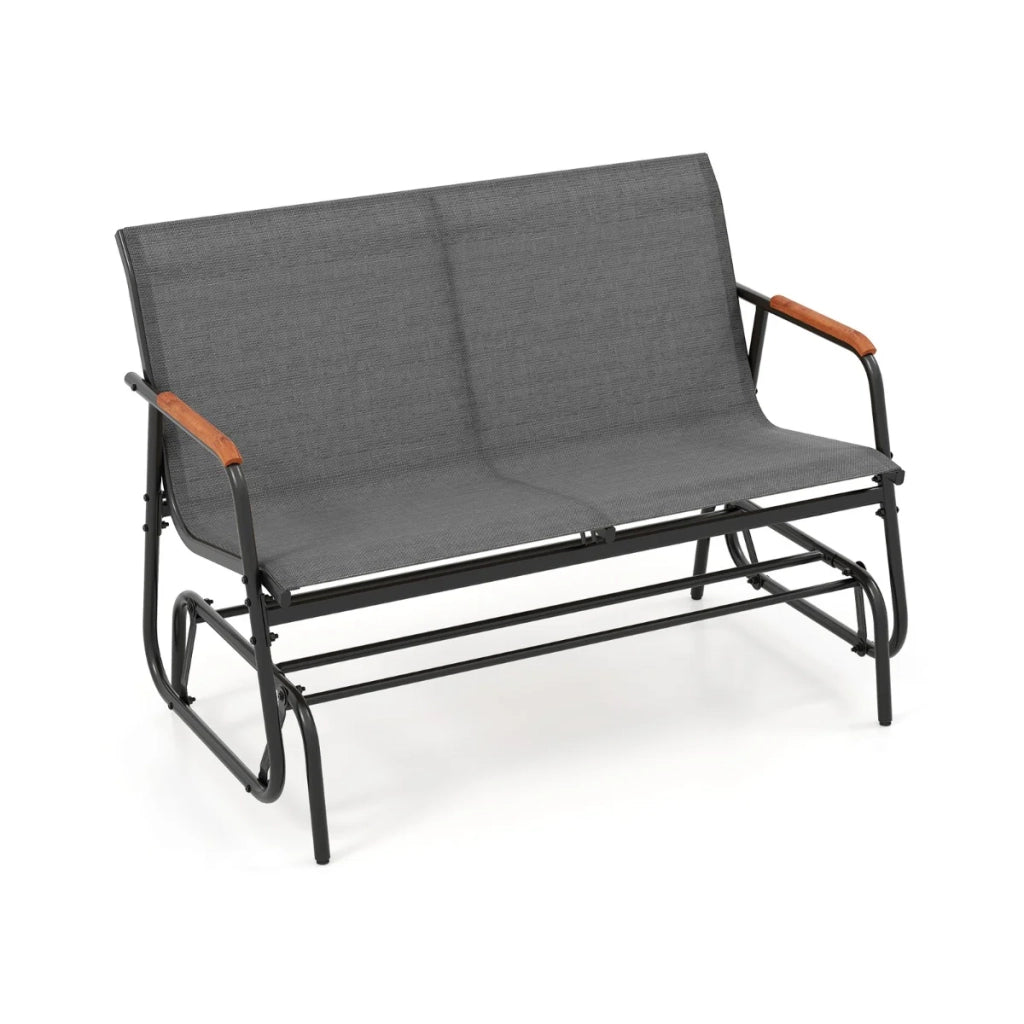 Panca da giardino a 2 posti 74 x 115 x 84 cm movimento oscillante fluido e comfort ottimale stile contemporaneo metallo e legno di teak 20_0010585
