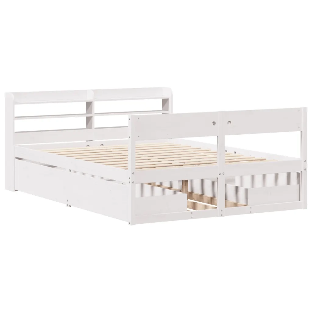 Letto senza Materasso Bianco 140x190 cm Legno Massello di Pino