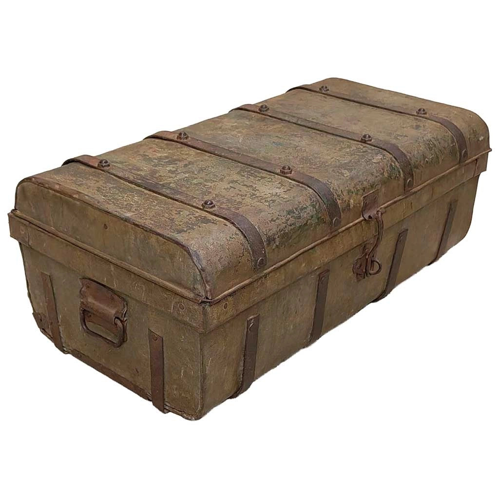 Valigia artigianale in metallo, 67x37x25h cm