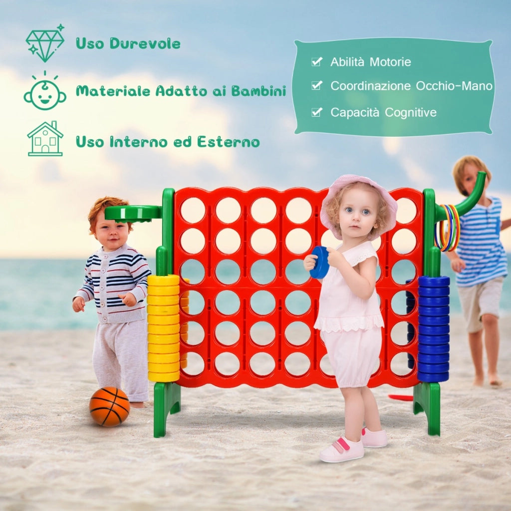 Forza 4 gigante con canestro e gioco di lancio, Gioco da esterno per bambini e adulti 84x33x79 cm Verde-Giochi esterni