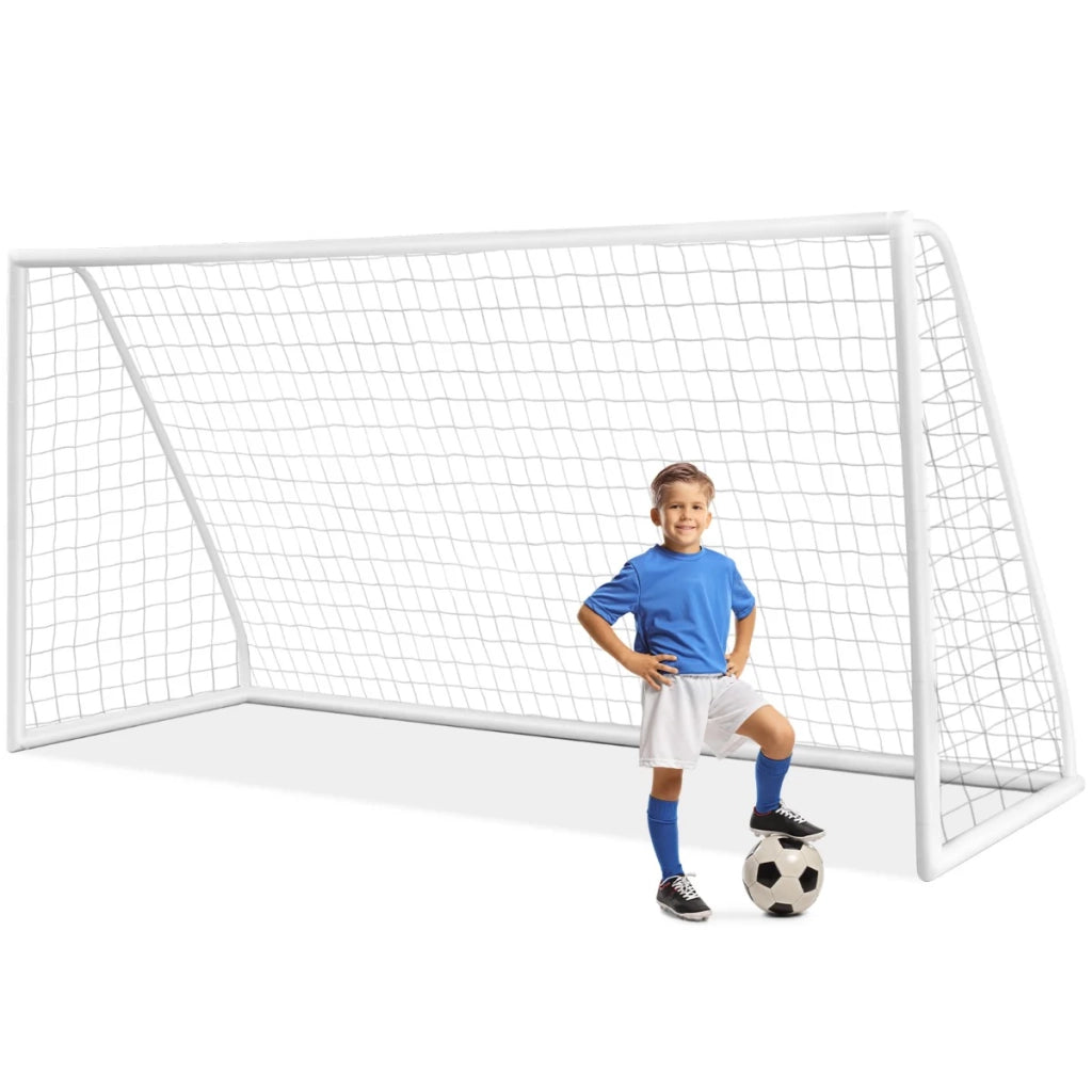 Porta da calcio 365 x 120 x 182 cm leggera facile da montare resistente alle intemperie PVC bianco 20_0010951