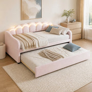 Letto singolo 90x200 cm con letto estraibile LED rosa