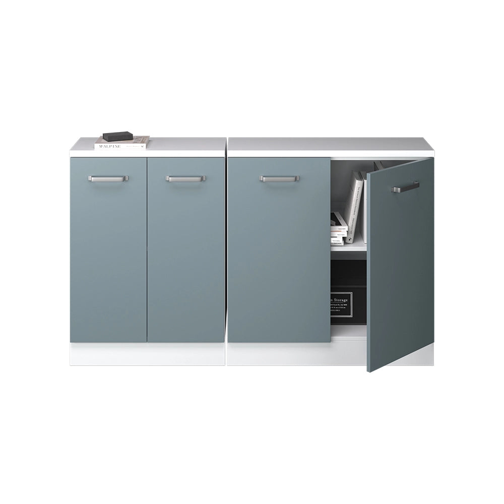 Mobile cucina sottotetto R-Line Grigio-blu/Bianco 140 cm Set di 2 carcasse armadio profondità 60 cm Vicco