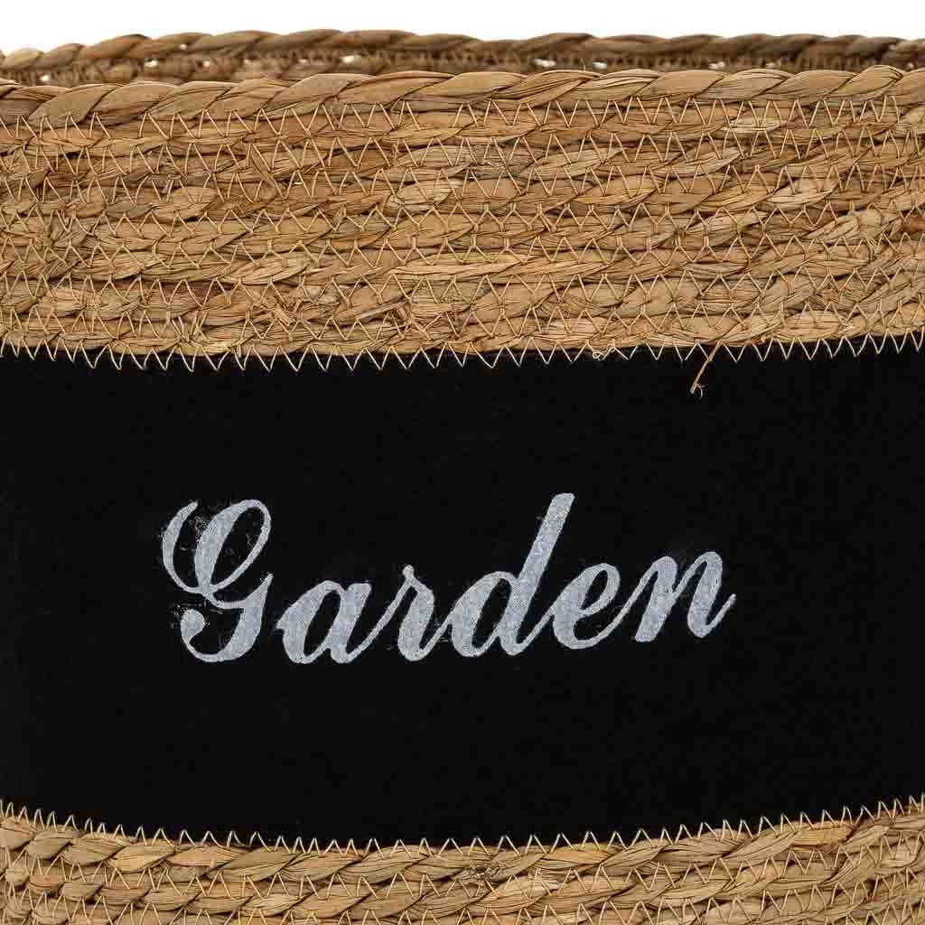 Cesto in fibra naturale e cotone nero d31,5x25,5/33h