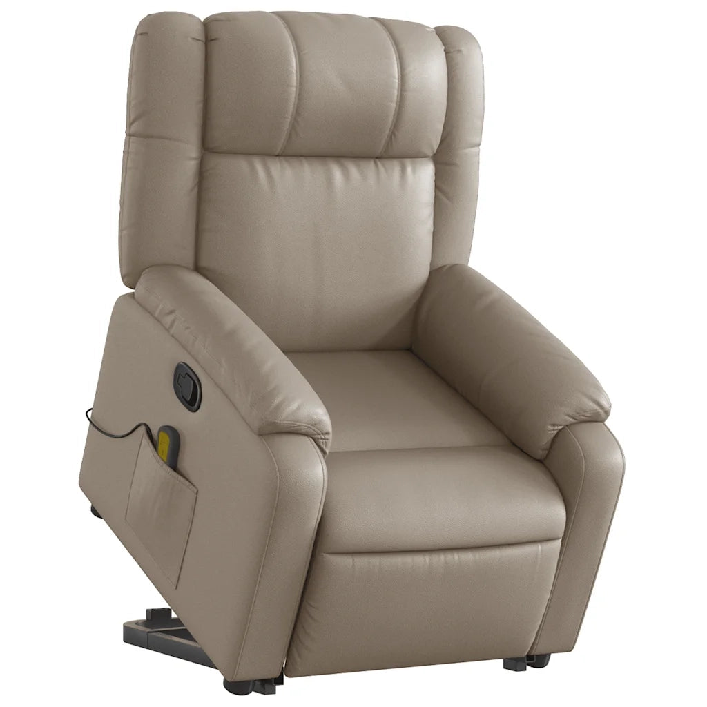 Poltrona Alzapersone Massaggi Reclinabile Cappuccino Similpelle 3205163