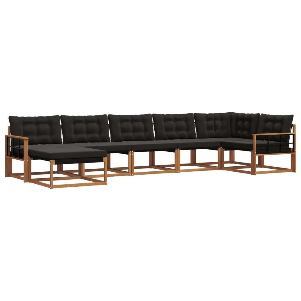 Set di divani da esterno con cuscino 7 pcs Naturale e Nero 3369679