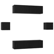 Set mobile TV 6 pz | Armadietto TV | Mobile Porta TV Rovere Nero Legno multistrato
