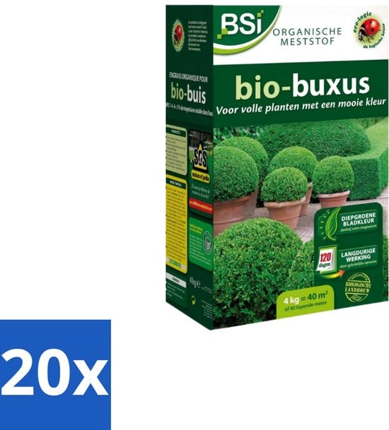 Materia di Buxus Bio - Crescita Salute e Foglie Profondamente Verdi - 4 kg (40 m²) - Confezione in Bulk - 20 pezzi