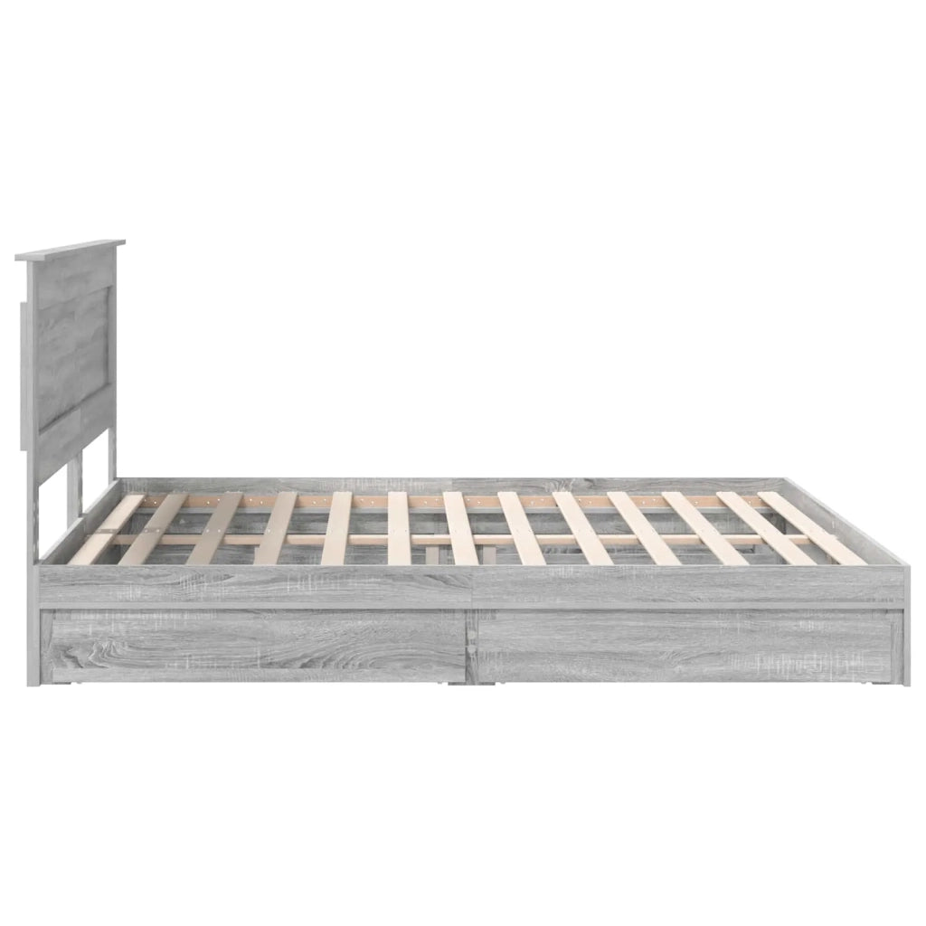 Letto con Contenitore con testiera Grigio Sonoma 200 x 200 cm