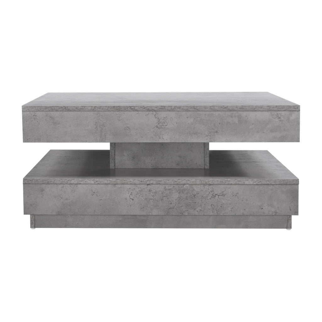 Tavolino da Caffè Florenz con Piano Girevole per Salotto Soggiorno 76 x 76 x 38 cm - Effetto Cemento [en.casa]