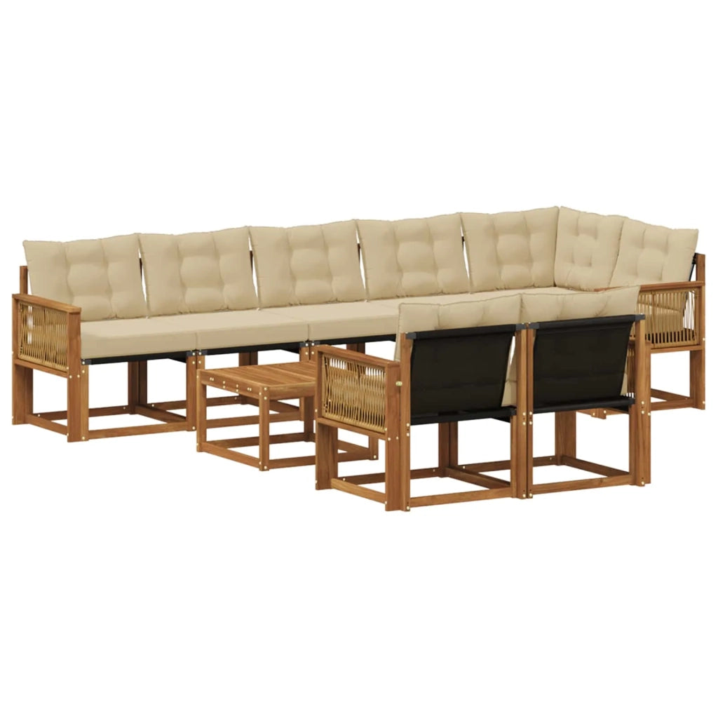 Set di divani da esterno 9 pz Naturale e Beige 3382053