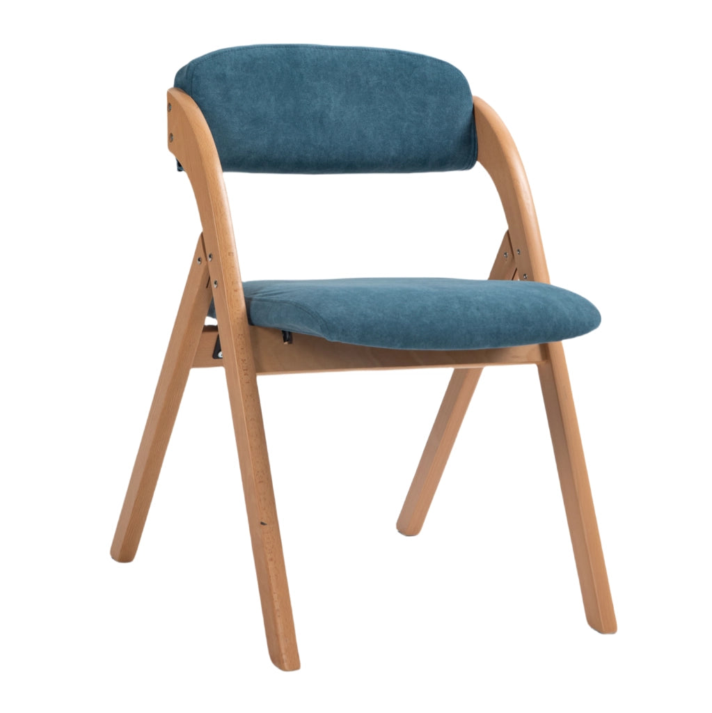 Set di 2 sedie pieghevoli con seduta imbottita; schienale confortevole in legno; blu
