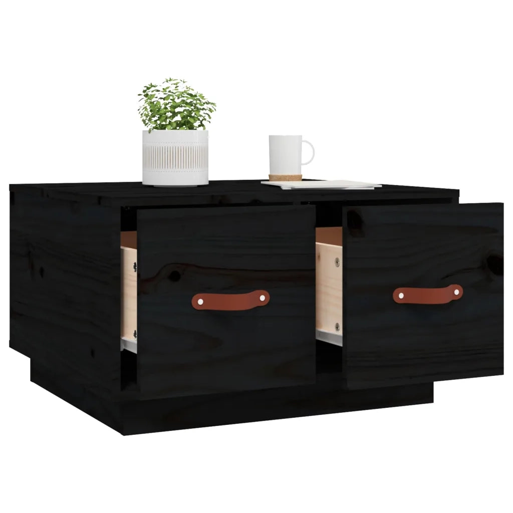 Tavolino da Salotto-Tavolino da soggiorno-Tavolo Nero 60x53x35 cm Legno Massello di Pino