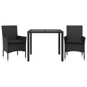 Set da Pranzo da Giardino 3 pz | Set Salotto da Giardino con Cuscini Polyrattan e Vetro