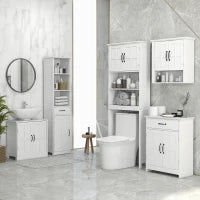 kleankin Mobile WC sopra il water armadio di stoccaggio per bagno con nicchie armadio a doppia porta mensola regolabile