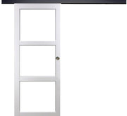 Porta Scorrevole Kenya Vetro Bianco Trasparente H204 x L73 + Binario in alluminio Nero e 2 gusci