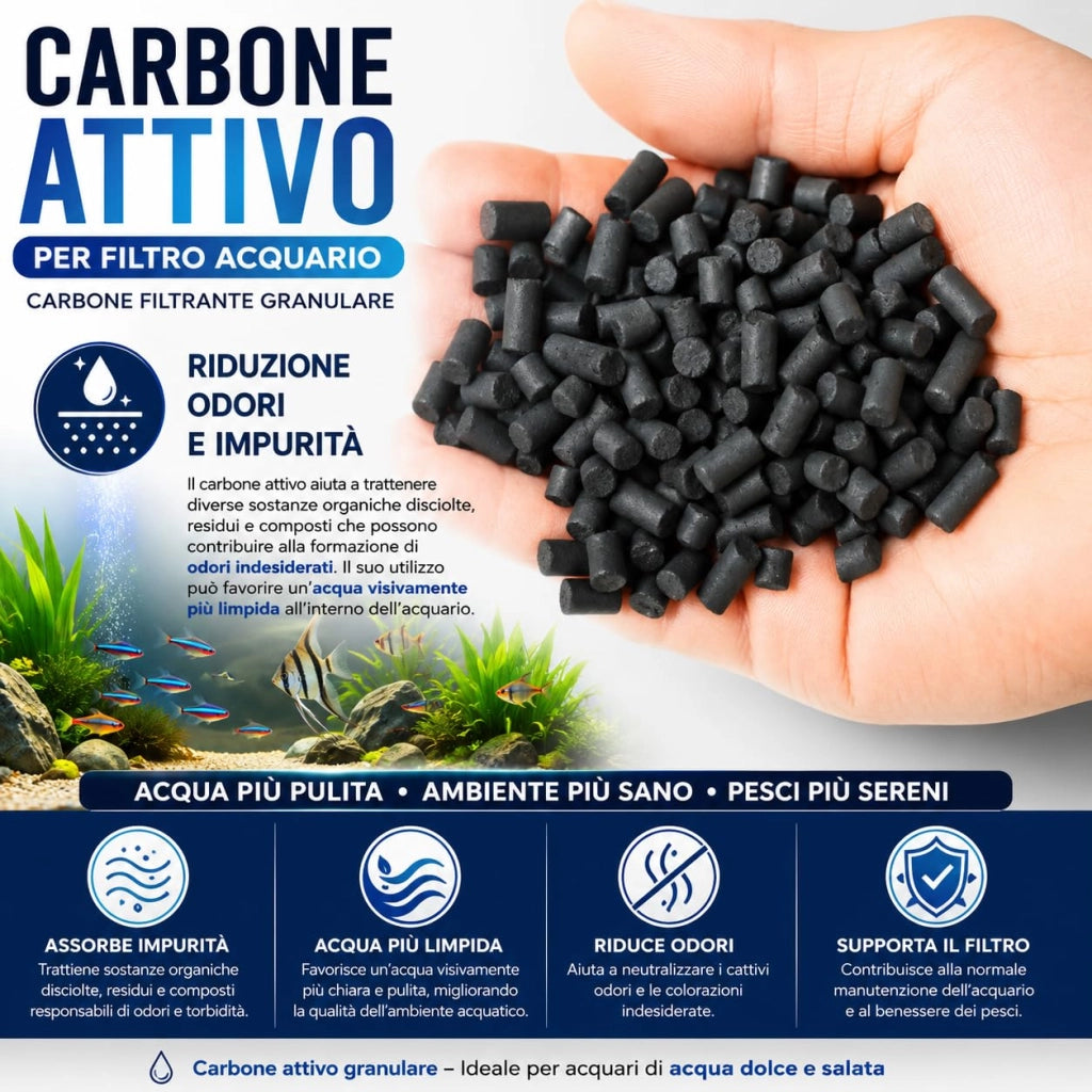 Carbone Attivo per Acquario Acqua Dolce e Salata Filtro 150g/300g/500g 300 g