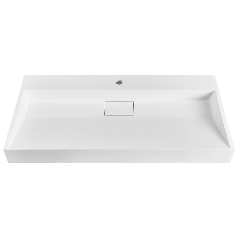Lavabo bagno classico rettangolare in ceramica finitura lucida 100 x 46 cm Bianco Lavello da bagno rettangolare