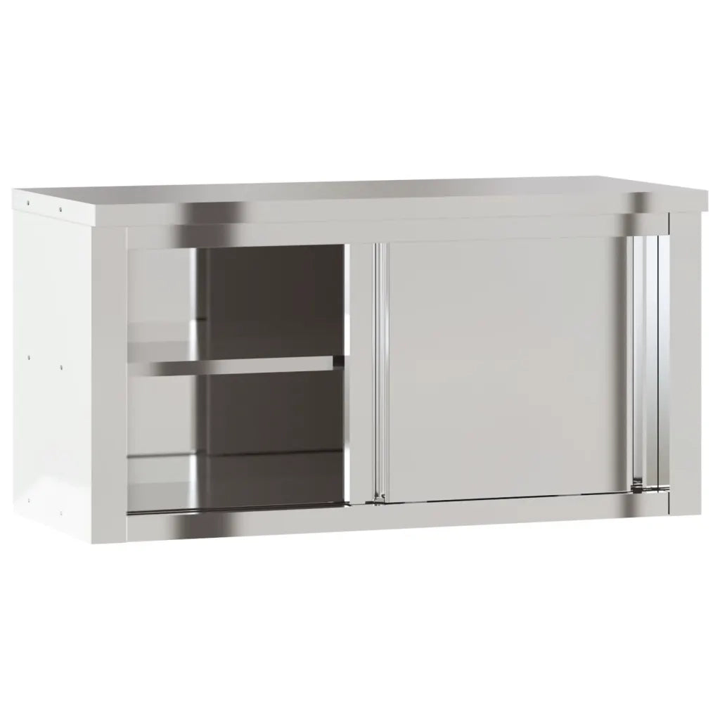 Mobile Cucina da Parete-Mobile da cucina con Ante Scorrevoli in Acciaio Inox