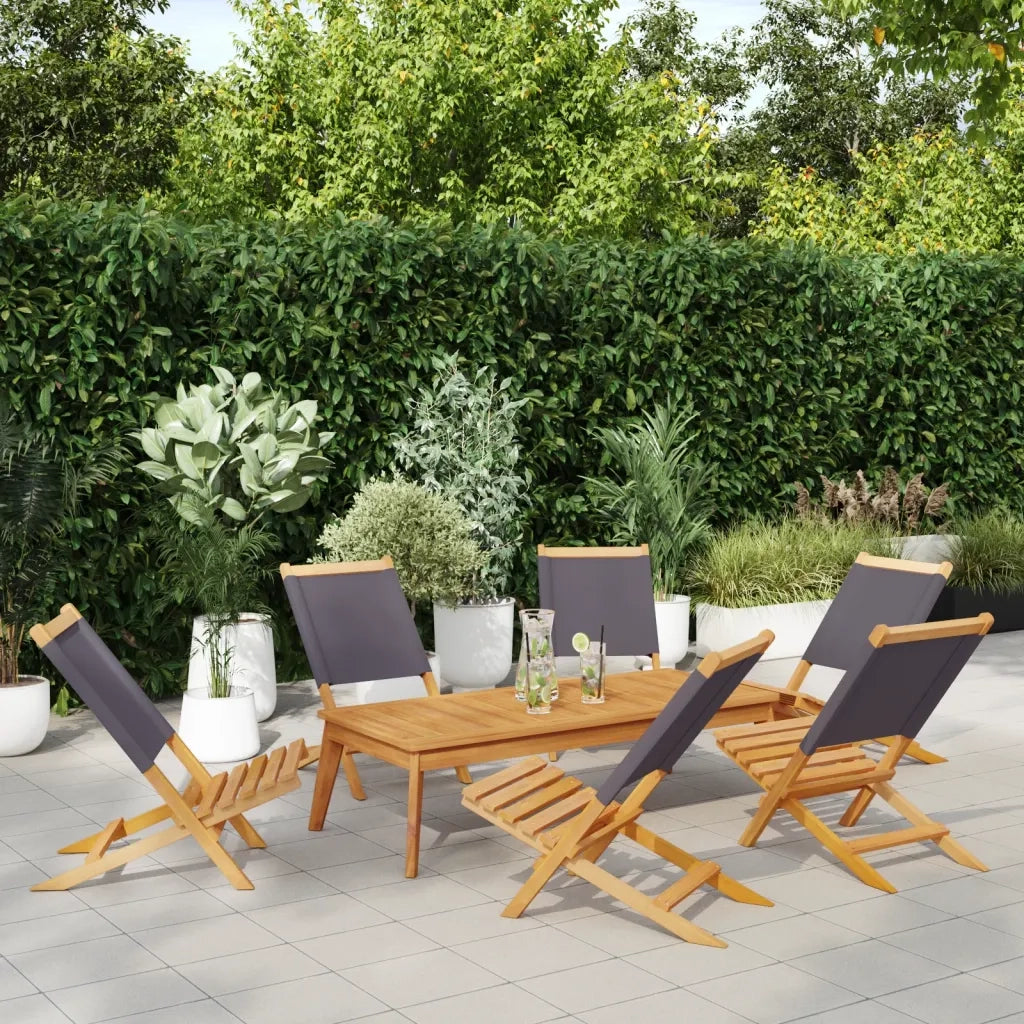 Sedie Giardino Pieghevoli 6 pz | Sedie da Esterno Antracite Tessuto Legno Massello