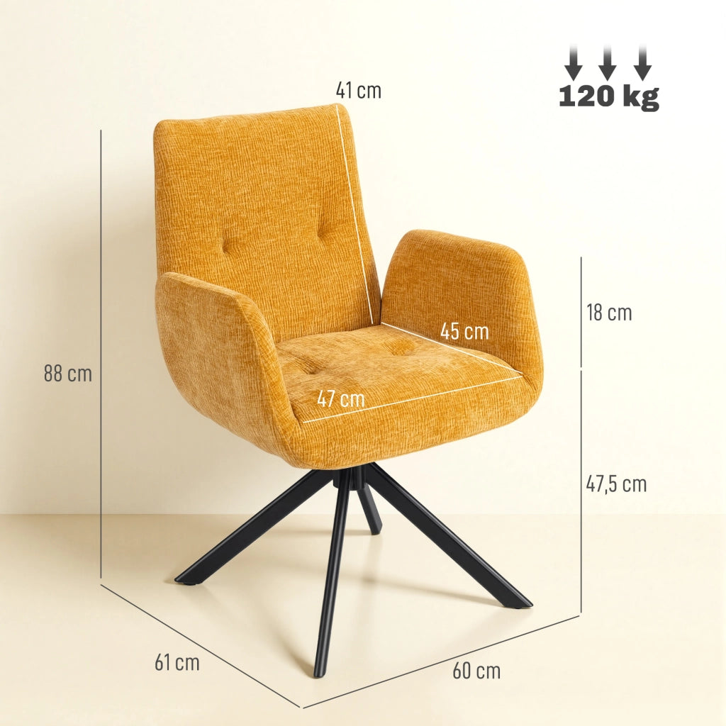 Poltrona girevole moderna ¨C Xylo ¨C tessuto giallo, fino a 120 kg