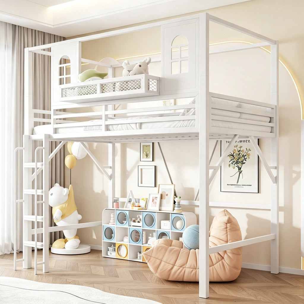 letto a castello metallo bianco 90 x 200 cm